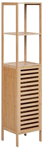 Beliani Etagère en Bambou Minimaliste Salle de Bain Rangement Porte Bois Marron Clair Owasso