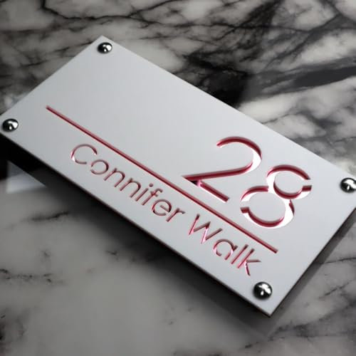 Benutzerdefiniertes Hausnummernschild, personalisiertes Acryl-Türnummernschild, benutzerdefinierte Acryl-Hausnummern, individuelle Acryl-Adressschilder für Häuser (Weiß (Roségold))