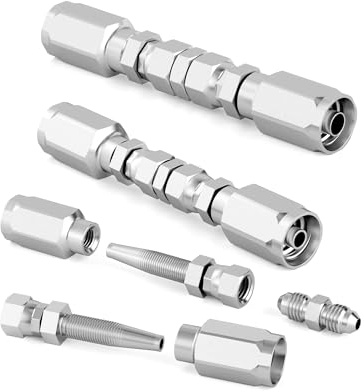 3Pcs Hydraulic Hose Repair Kit, 1/4, 3/8, 1/2 Inner Diameter, Reusable Field Repair Fittings, Premium Silver Galvanized Steel, Compatible with SAE 100R1 1-Wire and SAE100R2 R16 R17 R19 2-Wire Hose