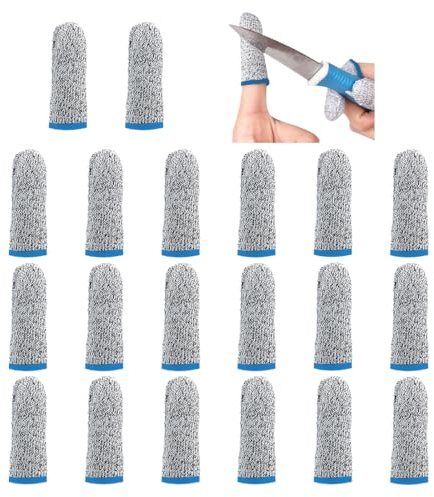 Proteggi Dita, 20 pezzi culle per dita, riutilizzabili per pollici, traspiranti, per lavoro, cucina, giardino, sculture, Cullini resistenti al taglio, dimensione media, 7x2.5cm, blu