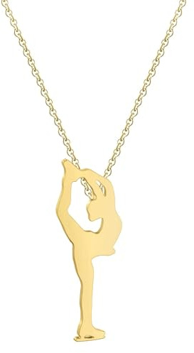 Hmsanase Halskette Ketten Schmuck Herren Frauen Anhänger Necklace Eiskunstläuferin Damen Halskette Eislaufen Anhänger Halskette Goldfarben