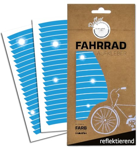 Farbviereck Fahrrad Reflektoren Aufkleber 24/26/27,5/28 und 29 Komplettset Universal für 2 Laufräder Felgenrandaufkleber - Katzenaugen Ergänzung - Fahrradfelge Folie Felgenrandaufkleber