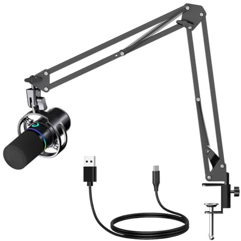 MOLERRI Microfono Dinamico USB XLR con Stent di Registrazione per Doppiaggio per Il Collegamento della Scheda Audio al Computer, Gioco di Canto dal