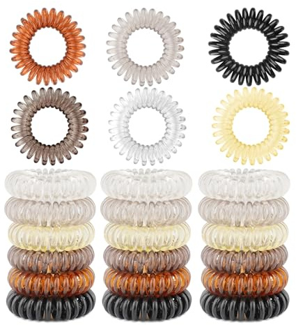 24 PCS Spiral Hair Ties Kit 6 Colours Hair Bobbles Hair Ties No Damage Elastic Bands Plastic Bands Bobbles for Thick Hair Rubber Bands for Women Girls