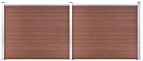 Juroupi Fence Panel Set WPC 353x146 cm Brown,Garden Fence Panels,Fence Panel WPC,Composite Fence Panels-3070451