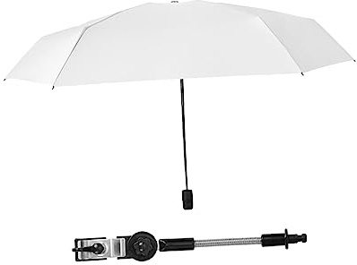 NYCBZ Sombrilla de Playa con Abrazadera, Ligera, Plegable, 90 cm de diámetro, for Silla de Patio, Muebles de Exterior, Accesorios for Cochecito, Color Negro(Beige)