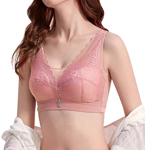 Milchauffang Coquilles d'allaitement Soutien-gorge réglable Haut tubulaire Sommeil Poitrine sans fil Sous-vêtements de bonnet complet Sous-vêtements sexy femmes, Rose, 95 D