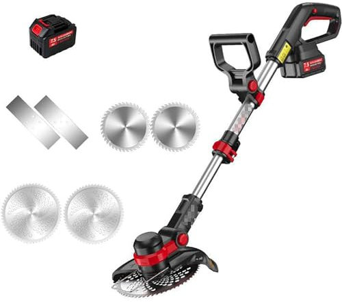 LXWKAI Tondeuse à Gazon électrique 20 V, Batterie 20 V/7,5 Ah, poignée télescopique réglable, tête rotative, Petite Tondeuse à Gazon sans Fil avec 3 Lames de Style, Jardin, pelouse