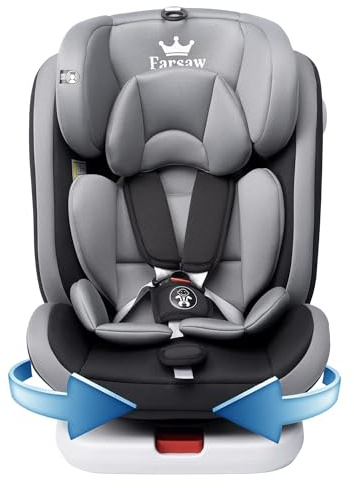 Fourward Baby Autositz 360° drehbar | ISOFIX | Ruheposition | Gruppe 0+1/2/3 | 9-36 kg | Kindersitz mit 5-Punkt-Sicherheitsgurt | Komfortabler Kinderautositz | Hohe Sicherheit | Schwarz