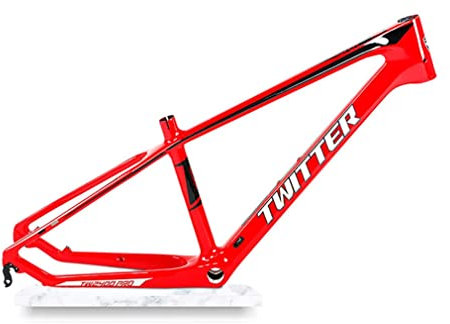 HSIRYAOHD 24er Fahrradrahmen, Karbonfaser, Mountainbike-Rahmen, 34,8 cm, Hardtail-Rahmen, XC-Scheibenbremse, QR, 135 mm, interne Führung (rot)