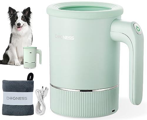 DOGNESS Limpiador automático de patas para perros grandes, limpiador de patas de perro con silicona, tipo C, carga rápida USB, 360 ° todo alrededor del limpiador de patas de perros para masaje y
