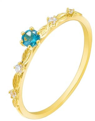 Mesnt 14K Gelbgold Goldring Damen 585 Echtgold mit Rund Topas und Moissanit, Größe 51 (16.2)