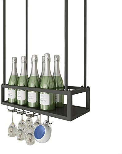 MWAYOYTE Weinregal/-Halter, Weinflaschenregale unter dem Schrank, Weinglashalter an der Decke, hängendes Stielglasregal, schwarzes Lagerregal für Bars, Cafés und Küchen