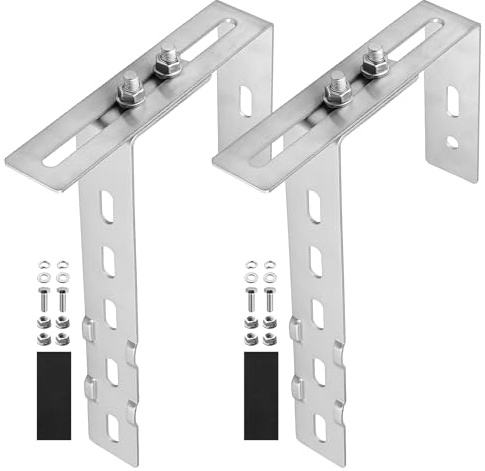GETLITOOL 2×Solar Balkonkraftwerk Halterung 65-190MM Verstellbare Balkonhalterung für Solarmodule, Edelstahl 304 Balkon Haken Set, Solarpanel Halterung Kein Bohren zur Runde Eckig Balkongelände