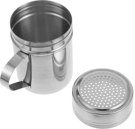 MAGICLULU Salière à Sucre Inox Ergonomique Saupoudreuse Polyvalente pour Farine Café Épices Design Moderne Élégant Outil Pratique pour Cuisine
