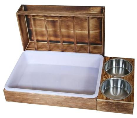 Hasentoilette mit Heu-Futterstation – Kleintier-Futternapf, Katzentoilette, Anti-Abfall für Kleintiere, Futternäpfe, Futtergrashalter, Gestell für Lebensraum, Gehege, Käfig