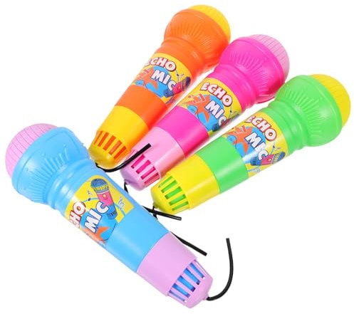 Mikikit 4 pièces Microphone pour Garçon Fille de Microphones pour Karaoké et Fêtes Accessoire de Jeu pour Garçons et Filles