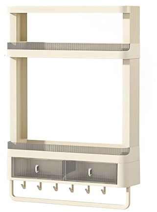 Eck-Badezimmerschrank zur Wandmontage mit abgerundeten Kanten, kleiner Hängeschrank mit Handtuchstange, perfekt für oberhalb des WCs, Maße: 39 x 10 x 50,5 cm