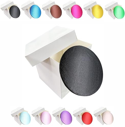 LARRYROO Tall White Extra Deep Cake Box + Lid & Round Colour Cake Drum Board Combo Pack for High Celebration, Wedding, Birthday Cakes (Black, 10 Inch)