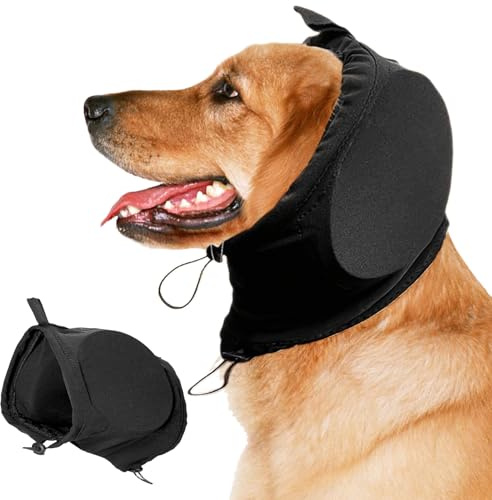 Hundeohr-Abdeckung, VEGCOO Verstellbare Hundeohr-Schutzhüllen Lärmschutz Ruhige Beruhigte Hunde, Bequeme Hundeohr-Muffs für Baden, Pflege, Donner, Feuerwerk, Angstlinderung (S)