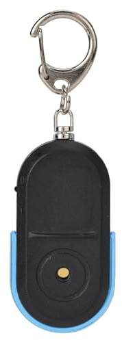 Phefop Wireless Key Finder, Electronic Whistle Activated Key Locator Anti Lost Remote Control Keychain Finder 8-10 Meters Range with LED Light for Wallets Bags MP3 (Blue)