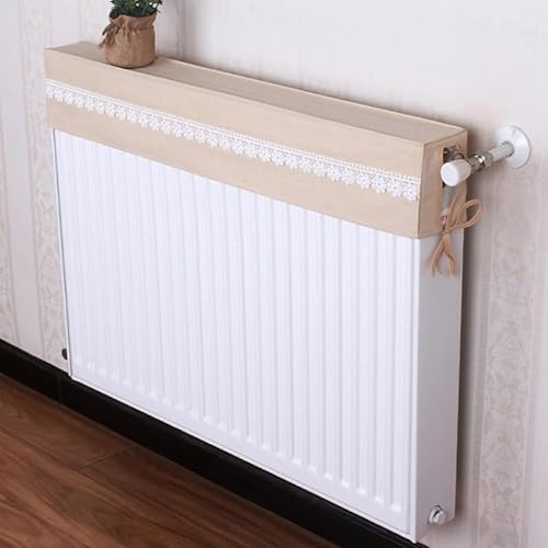Copritermosifone Stoffa con Pizzo, 2 Pezzi, Protezione Antipolvere per Radiatori In Morbido Tessuto Misto, Copri Termosifone per La Casa, 12 Misure(Beige,40cm/16in)