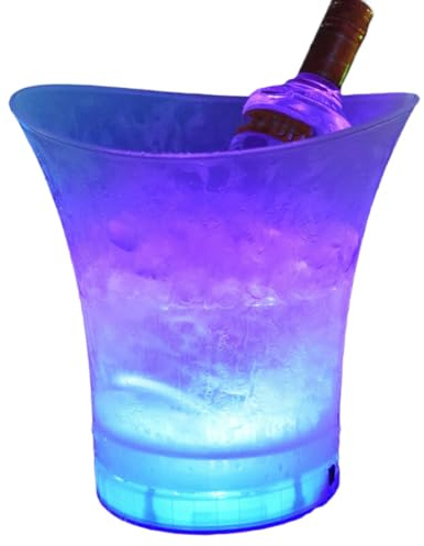 Uxsjakjsd Seau à Glace LED, Seau à Champagne, Bar en Plastique Étanche, Caisse à Champagne, Bleu Bière