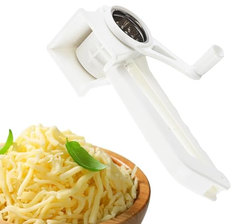 Rotary Cheese Grater – Metal Grater Instrument, Stool Operated Ingredients Grinder, Cookware With Comfortable Grip, Fine Texture Equipment | For Salad Garnish Dessert Topping Dining Prepared
