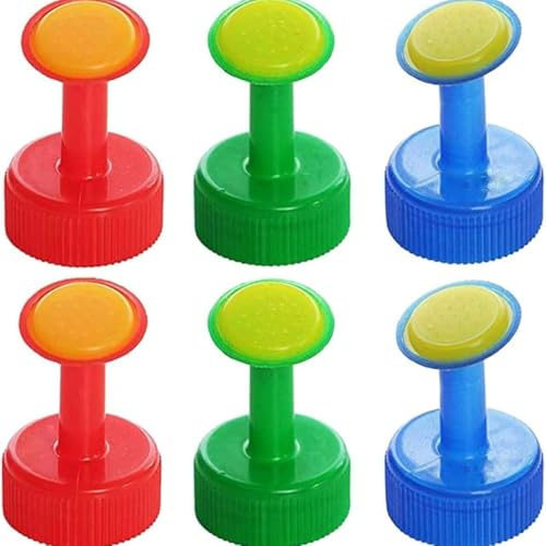 6PCS Bottle Top Waterer Sprinkler Portable Bottle Top Spout Sprayer for 30mm Drinking Bottles Seed Seedling Garden Irrigation Watering Cans, Random Color