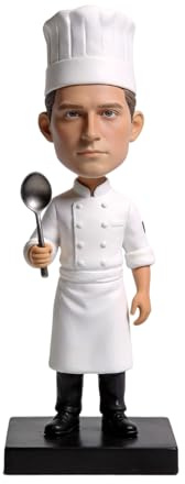 Figura personalizada de chef Bobblehead, figura 3D personalizada de la foto, estatua de cuerpo completo de arcilla polimérica hecha a mano con cuchara de cocina, regalo único de agradecimiento al chef