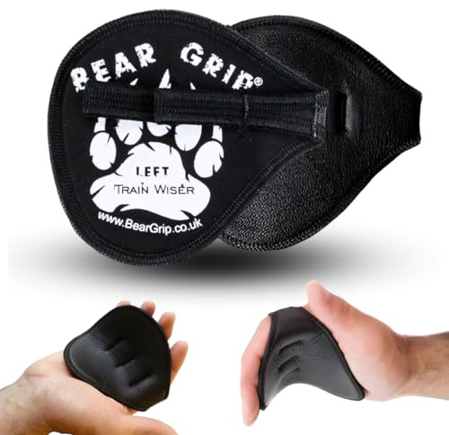 BEAR GRIP® Neoprene Gym Gloves for Men & Women – Hygienic Alternative to Weight Lifting Gloves, Open-Hand Grips for Weight Lifting, CrossFit, Barbell & Dumbbell Workouts(Leather)