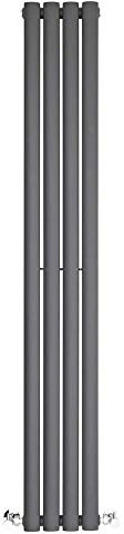 BestBathrooms - Anthracite Vertical Single Oval Panel Radiator - 1400mm x 236mm