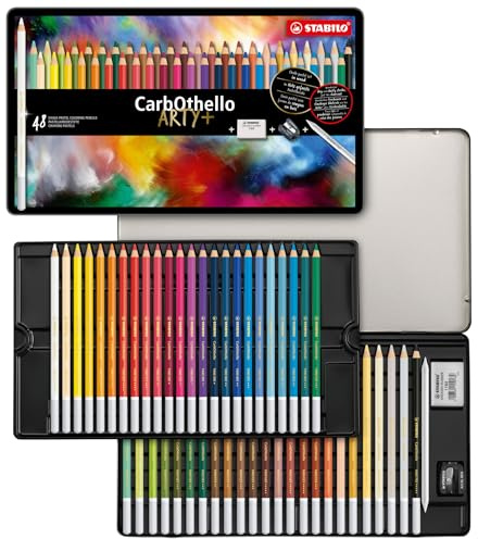 STABILO - Lápiz de color tiza-pastel - CarbOthello - ARTY+ - Estuche metálico de 48 piezas - 48 colores diferentes