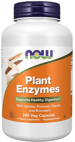 NOW Foods Supplements, Plant Enzymes with Lactase, Protease, Papain and Bromelain, 240 Veg Capsules