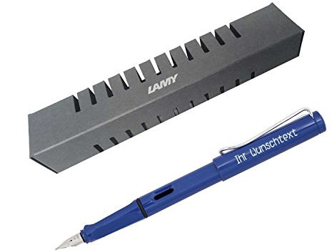 Lamy Füllhalter safari Modell 014, Feder F, Farbe blue (blau), inkl. Gravur
