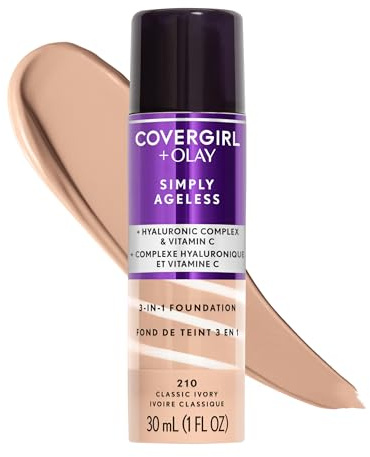 COVERGIRL+Olay Simply Ageless 3-in-1 Liquid Foundation Classic Ivory, 1 Ounce (packaging may vary)
