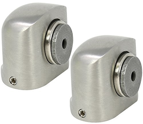 com-four® 2x Türfeststeller mit satinierter Zinklegierung, Bodentürstopper mit Magnet, 4,5 x 3 x 3,7 cm (Zink satiniert - 02 Stück)