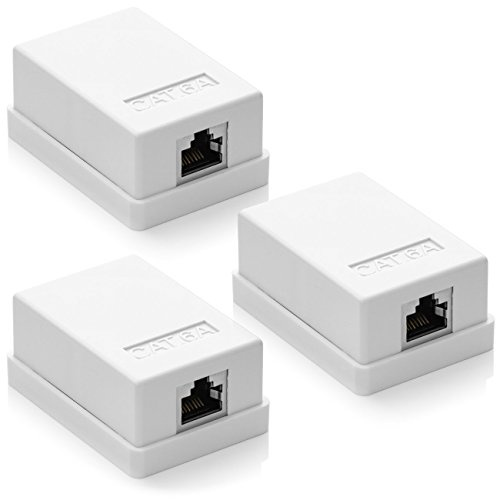 deleyCON CAT 6a Netzwerkdose 1x RJ45 Buchse FTP 10 Gbit, 3 Stück - Weiß