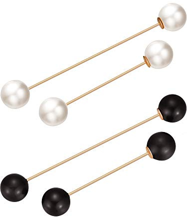 4 Pieces Sweater Shawl Clips Pearl Brooch Pins for Women Cardigan Sweater Clip Double Faux Pearl Brooches Vintage Shirts Pin for Clothes Women Girl Costume Accessory