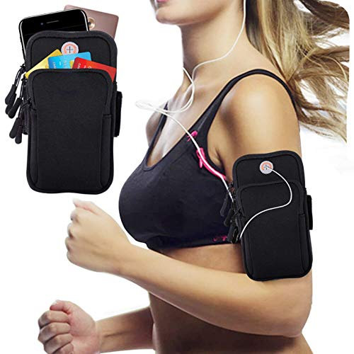 Armband Armtasche, Rennen Outdoor Handytasche Sport Laufen Doppel Reißverschluss Sportarmband für Handy Bis zu 7,0, iPhone 14 13 12 Pro 11 XS MAX XR, Samsung Galaxy Huawei