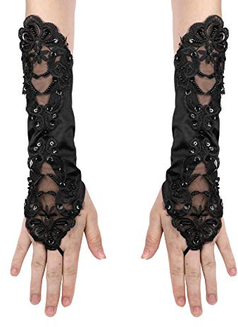 IBLUELOVER Spitzenhandschuhe Netzhandschuhe Satinhandschuhe Spitze Handschuhe Ellenbogen Lang Fingerlos Handschuhe Sommer Sonnenschutz Handchuhe Mädchen Kommunionhandschuhe für Party Karneval Tanzen