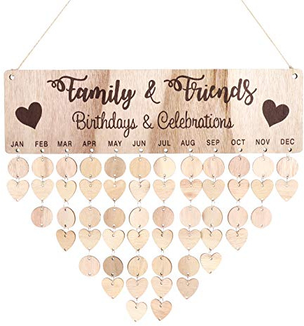 STOBOK Famille D anniversaire Conseil DIY En Bois Calendrier Tenture Rappel D anniversaire Plaque Conseil Maison & Bureau Mur Décor