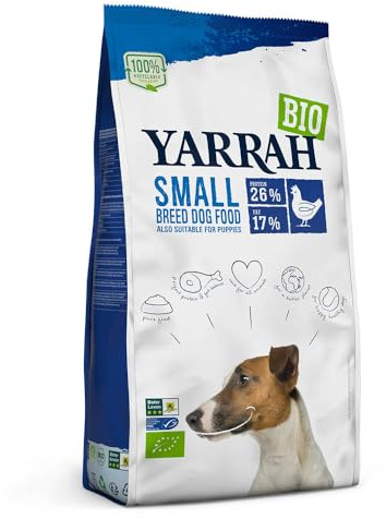 Yarrah Small Breed | Cibo secco con pollo biologico, pesce MSC e piselli biologici per cani di piccola taglia | Il cibo organico per cani forma un pasto completo, nutriente e molto gustoso | 5 KG