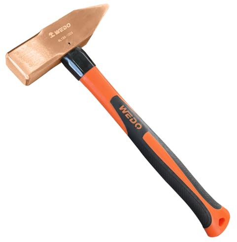 WEDO Non-Sparking Cross Peen Hammer 3.3lb/1500g,Engineers'Hammer,construction hammer,Length 400mm,Blacksmith Hammer,Fiberglass Handle,Beryllium Copper,Non-Magnetic,DIN Standard, BAM & FM Certificate