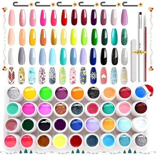 Gel Nagellack, UV Gel Farbgel Für Gelnägel Farben Comozon UV Nagellack Set Für NäGel Gel Nail Polish Farbgel GelnäGel Set AnfäNger Glitzer Farbgel Für Nail Art Nagel Design (36 Farben)