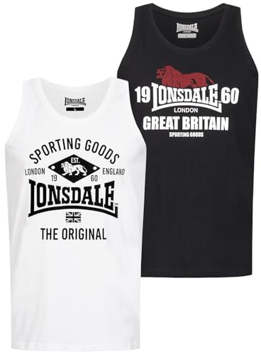 Lonsdale Herr tanktop dubbelpack Biggin doublepack, svart/vit, 4XL
