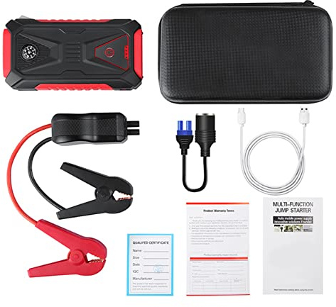 CUTTE Démarreur de Voiture Portable Booster de Batterie 12 V Auto Jump Box avec Batterie Externe à Lumière LED pour la Conduite Longue Distance pour Véhicules, Camions, SUV