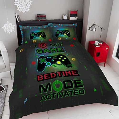 GC GAVENO CAVAILIA Set di biancheria da letto con motivo geometrico a righe, in policotone di lusso, copriletto morbido, Gamer-Multi, per letto matrimoniale (200 x 200cm)