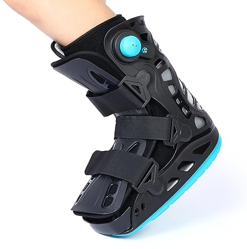 Medical Inflatable Walking Boot, Air Cam Walker Fracture Boot, Short Orthopaedic Boot for Sprained Ankle, Foot Pain Recovery, Stress Fracture, Broken Foot, Achilles Tendonitis Black (Small)