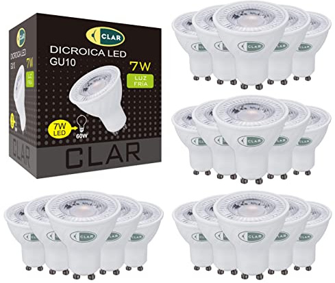 CLAR GU10 LED-lampa, 7W, Kall vit, Pack 20